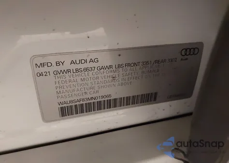 2021 Audi S8 Tfsi Quattro Tiptronic из США, поврежденный, VIN WAU8SAF83MN019065